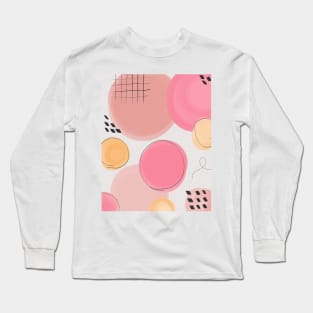 Abtract Pattern Design Pink and Yellow Long Sleeve T-Shirt